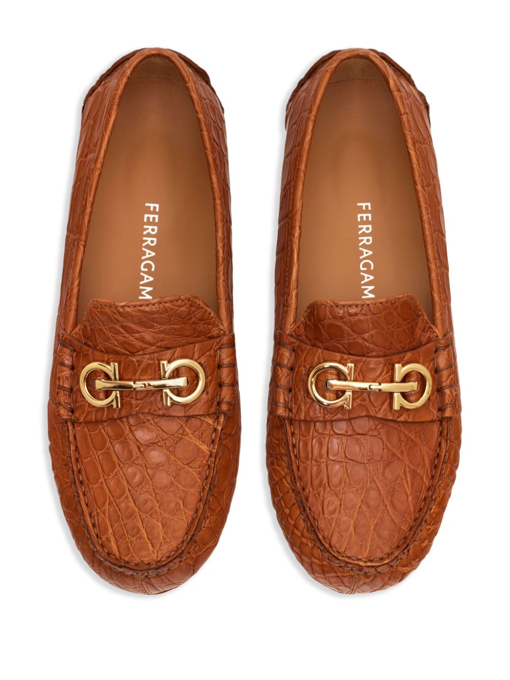 Ferragamo Gancini-plaque leather loafers Brown