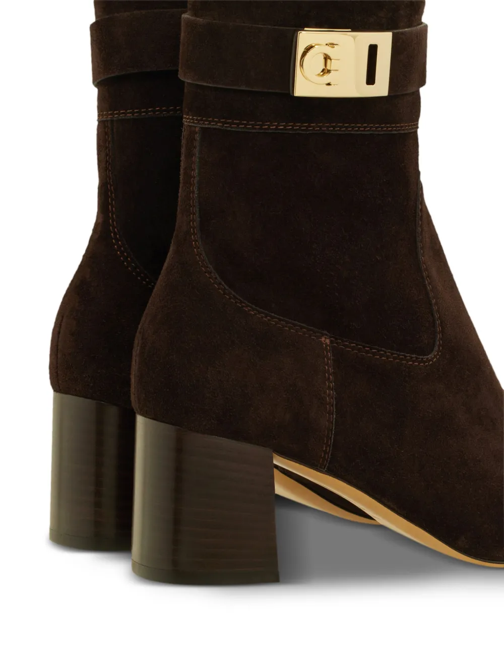 Ferragamo hug buckle ankle boots Brown