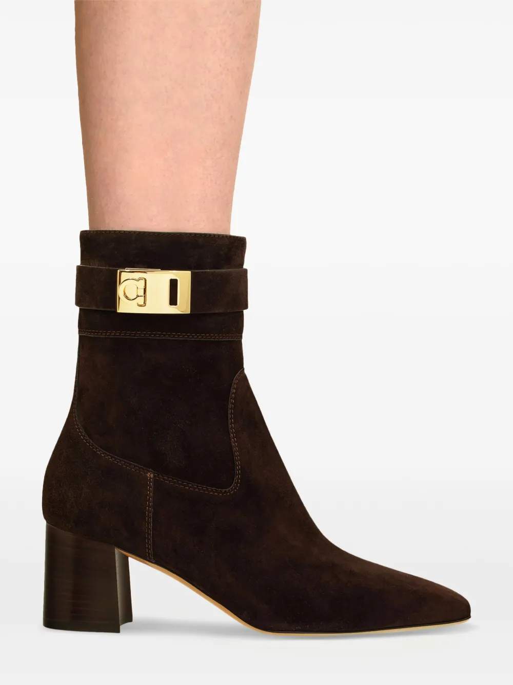 Ferragamo hug buckle ankle boots Brown