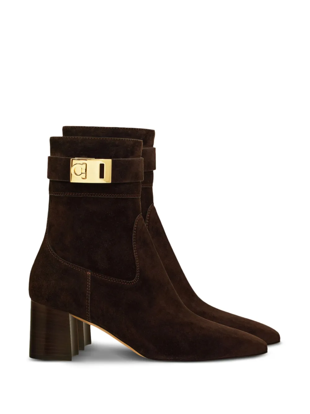 Ferragamo hug buckle ankle boots Brown