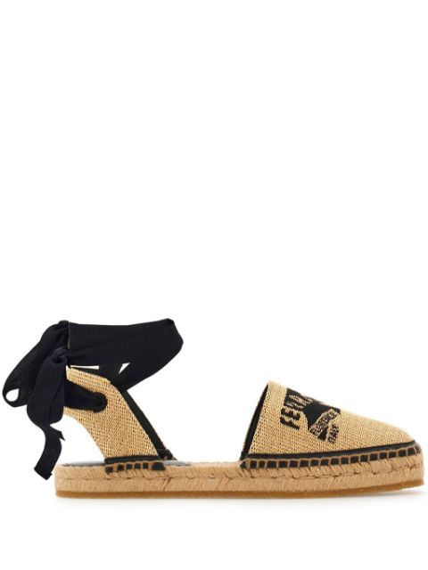 Ferragamo Espadrille de ráfia com logo bordado