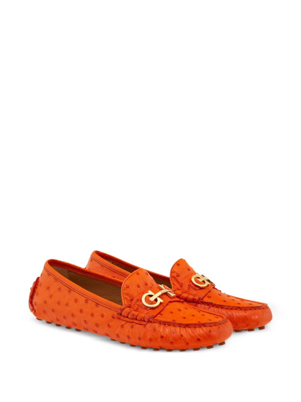 Ferragamo Gancini-plaque leather loafers Orange