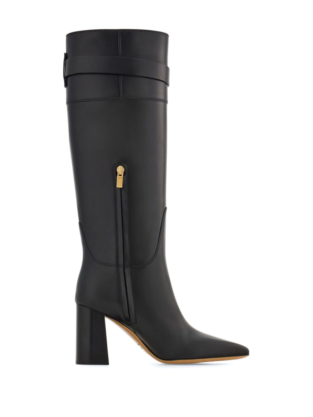 Ferragamo hug buckle below-the-knee boots Black