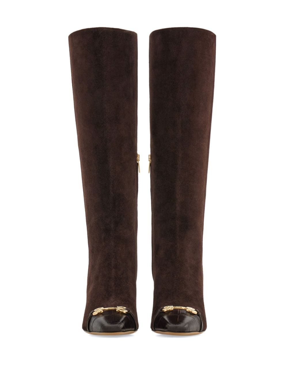 Shop Ferragamo Gancini Detail Below-the-knee Boots In Brown