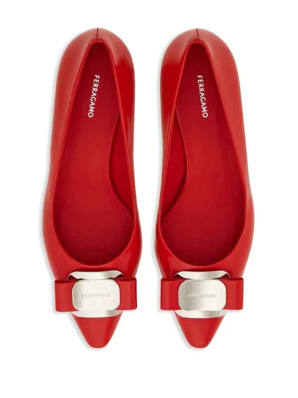 フェラガモヴァラリボンパンプス フェラガモ ヴァラ リボン クロコ型押し パンプス 22.5cm