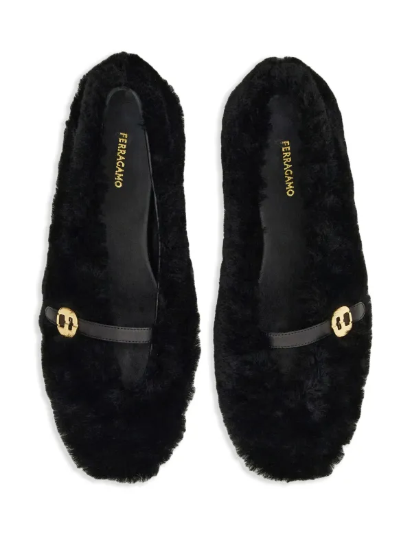 Ferragamo Fluffy Ballerina Shoes | Black | FARFETCH