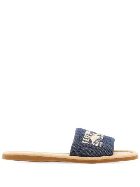 Ferragamo claquettes en jean à logo brodé