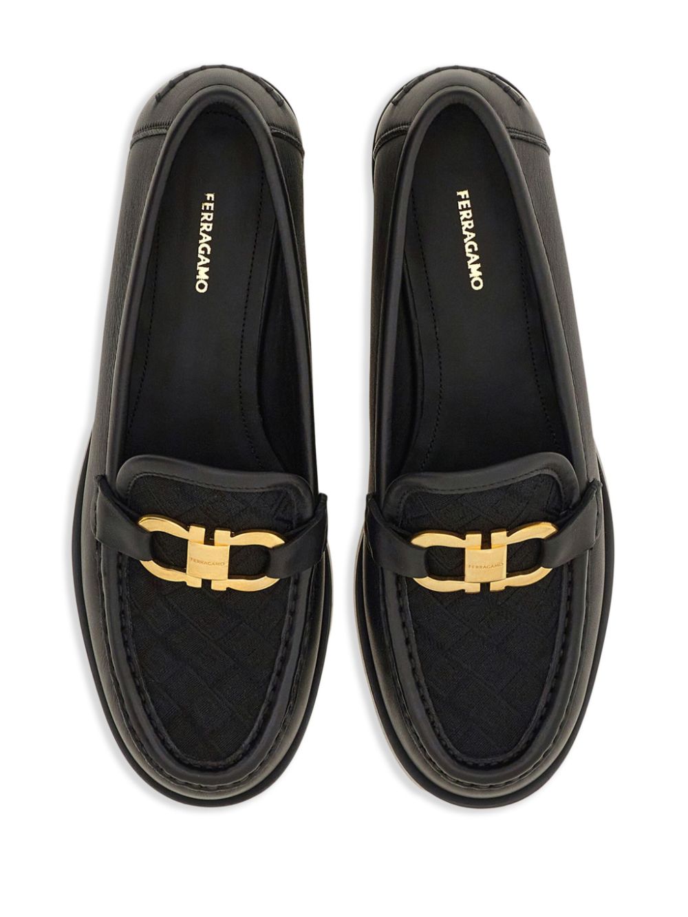 Ferragamo Gancini leren loafers Zwart