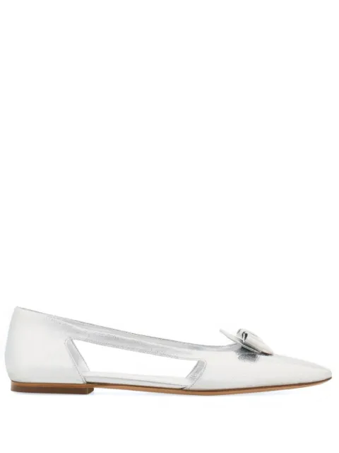 Ferragamo Drop Bow leather ballerina shoes