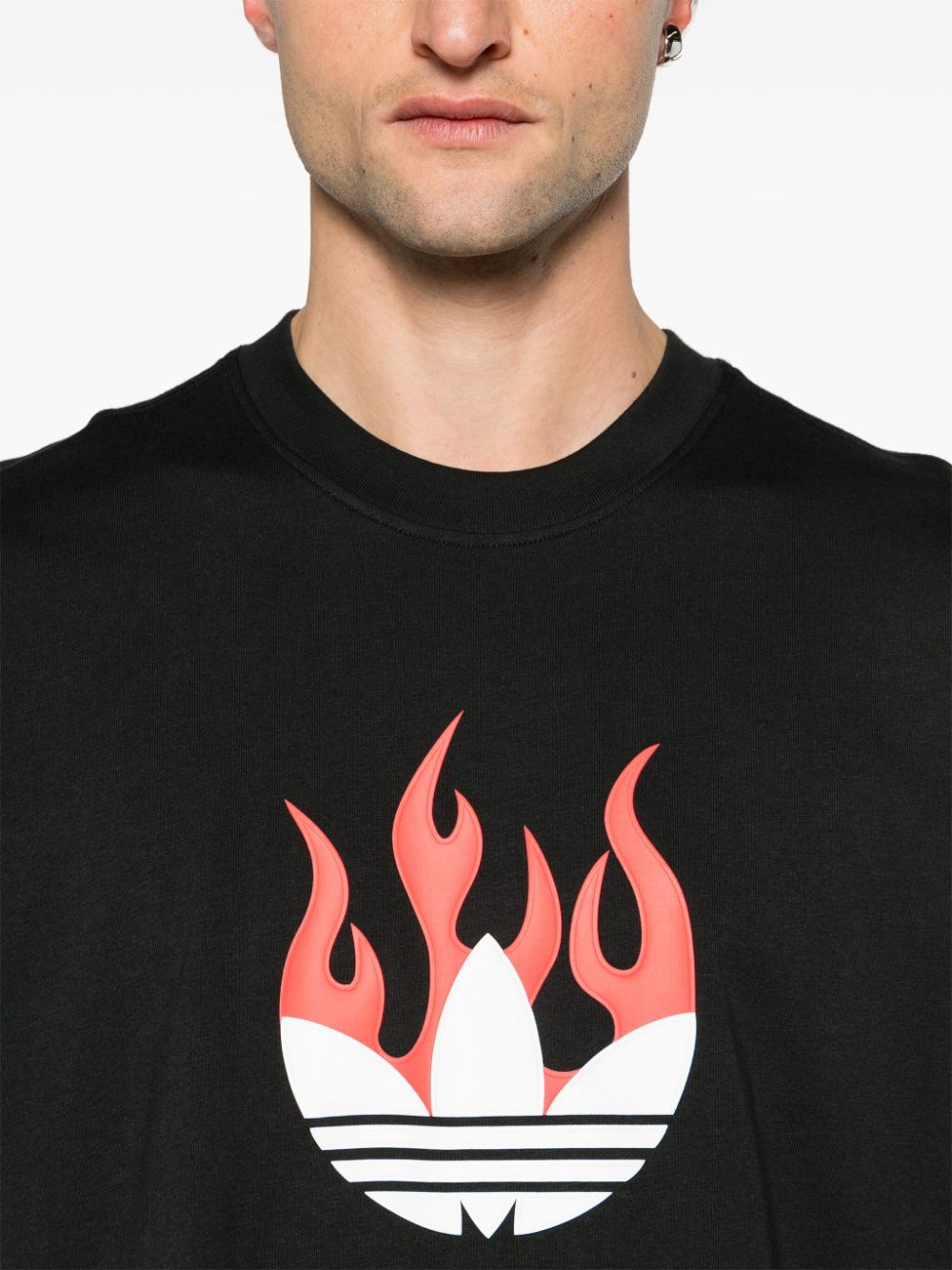 Shop Adidas Originals Flames Cotton T-shirt In Black