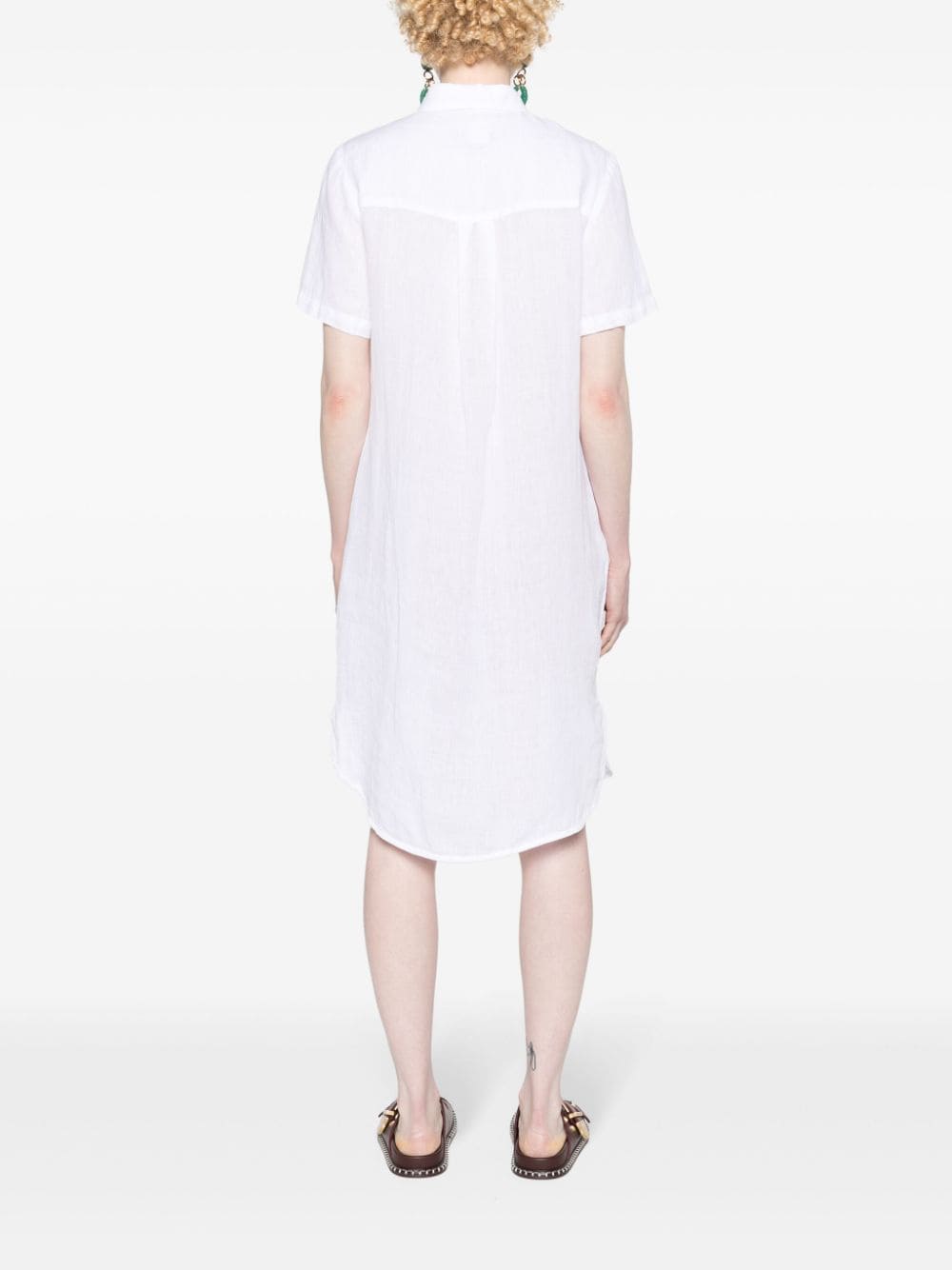 Shop 120% Lino Short-sleeve Linen Shirtdress In White