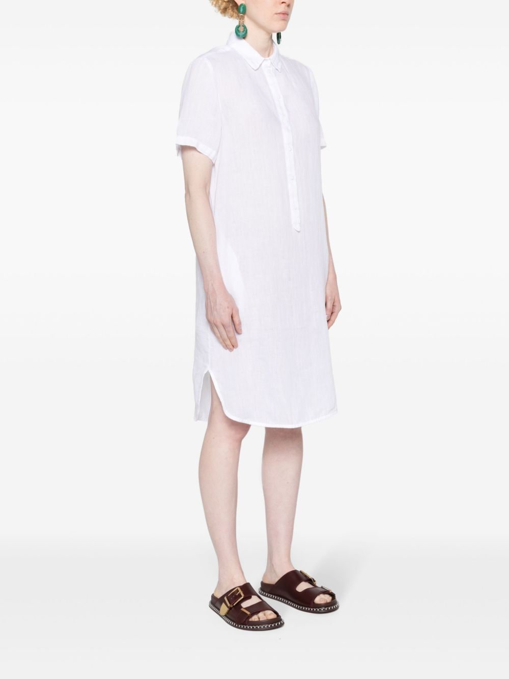 Shop 120% Lino Short-sleeve Linen Shirtdress In White