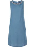 120% Lino crystal-embellished linen mini dress - Blue