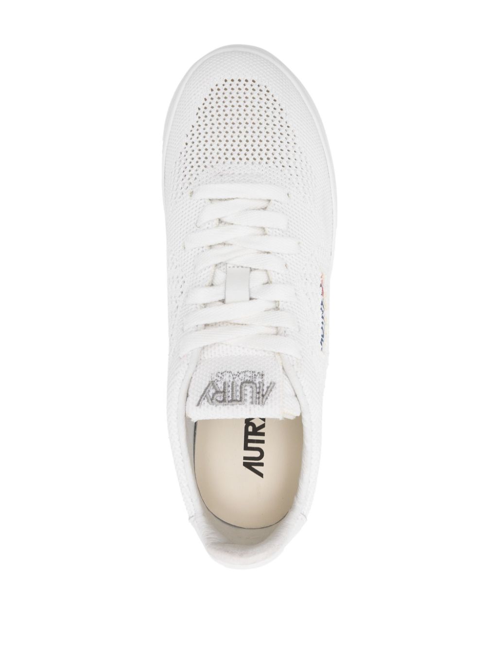 Shop Autry Medalist Knitted Sneakers In White