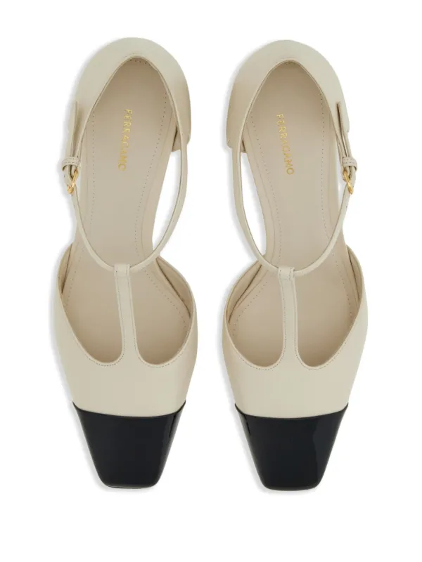 Ferragamo Tストラップ レザーパンプス | ブラック | FARFETCH JP