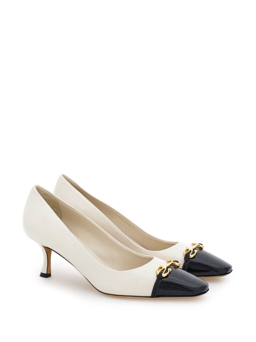 Shop Ferragamo Gancini 60mm Leather Pumps In White