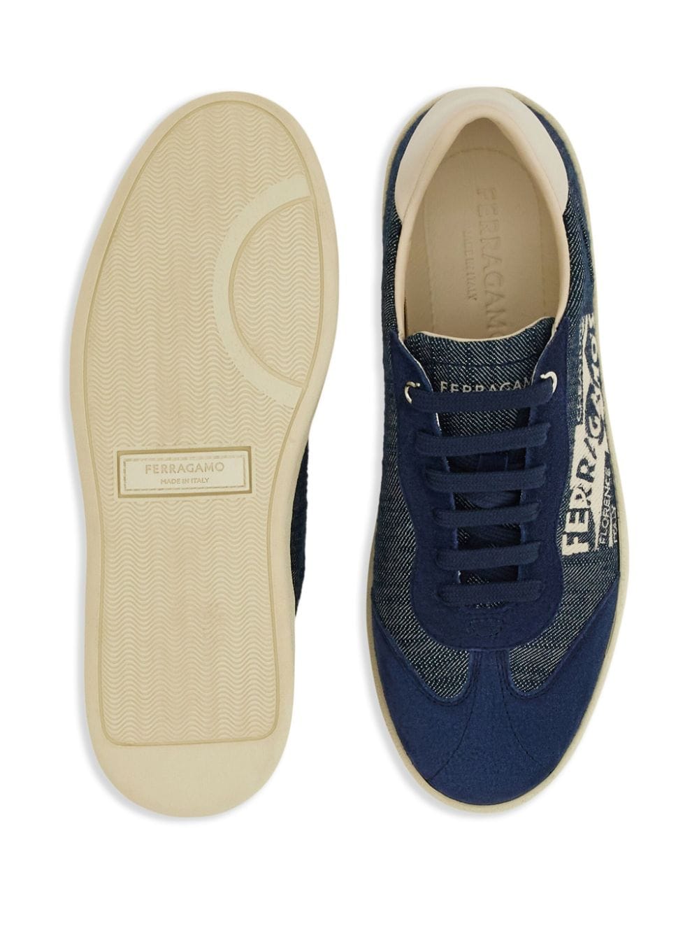 Shop Ferragamo Logo-print Low-top Sneakers In Blue