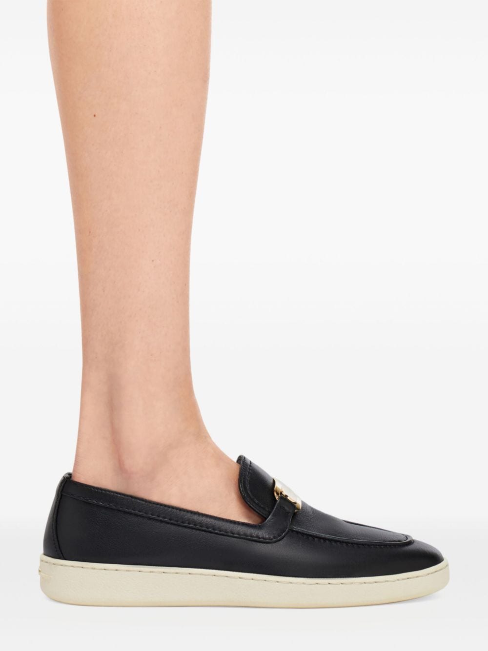 Shop Ferragamo New Vara Buckle Loafers In Black