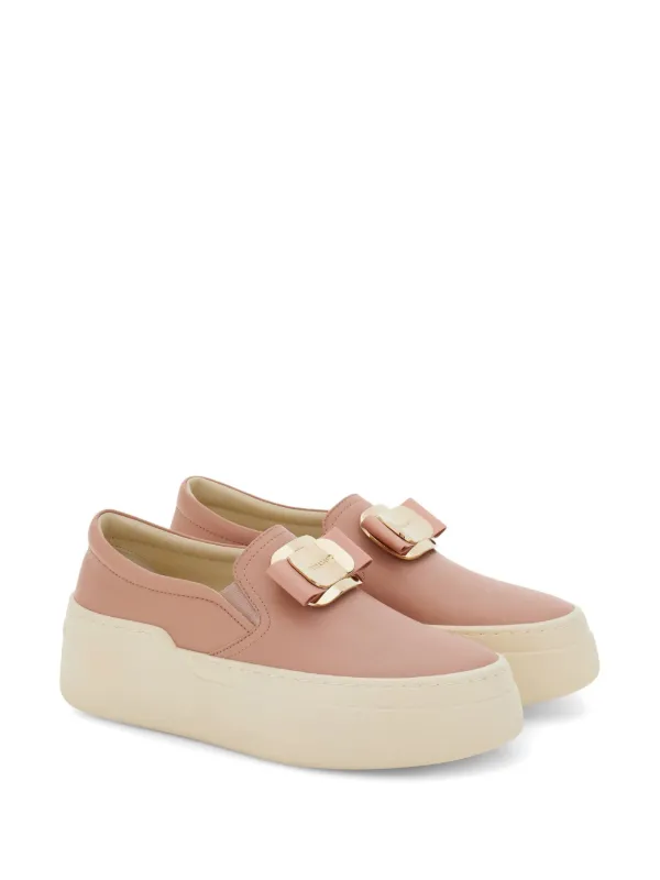 Ferragamo♪SALE♪0772376 Ferragamo New Vara Plate slip-on Sneakers | Pink | FARFETCH