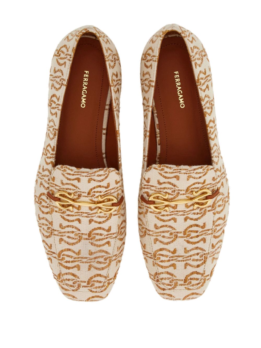 Ferragamo Gancini-embellished loafers Neutrals