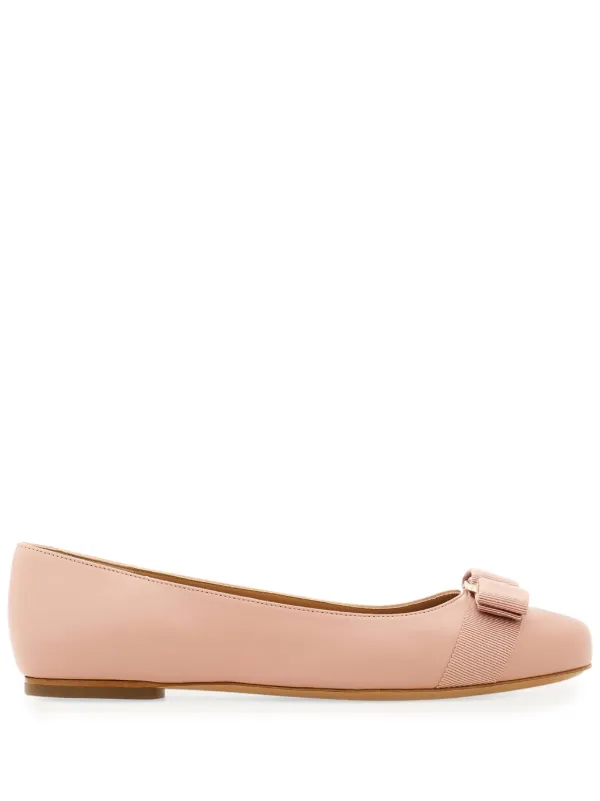 Ferragamo Varina Leather Ballerina Shoes Pink FARFETCH JO