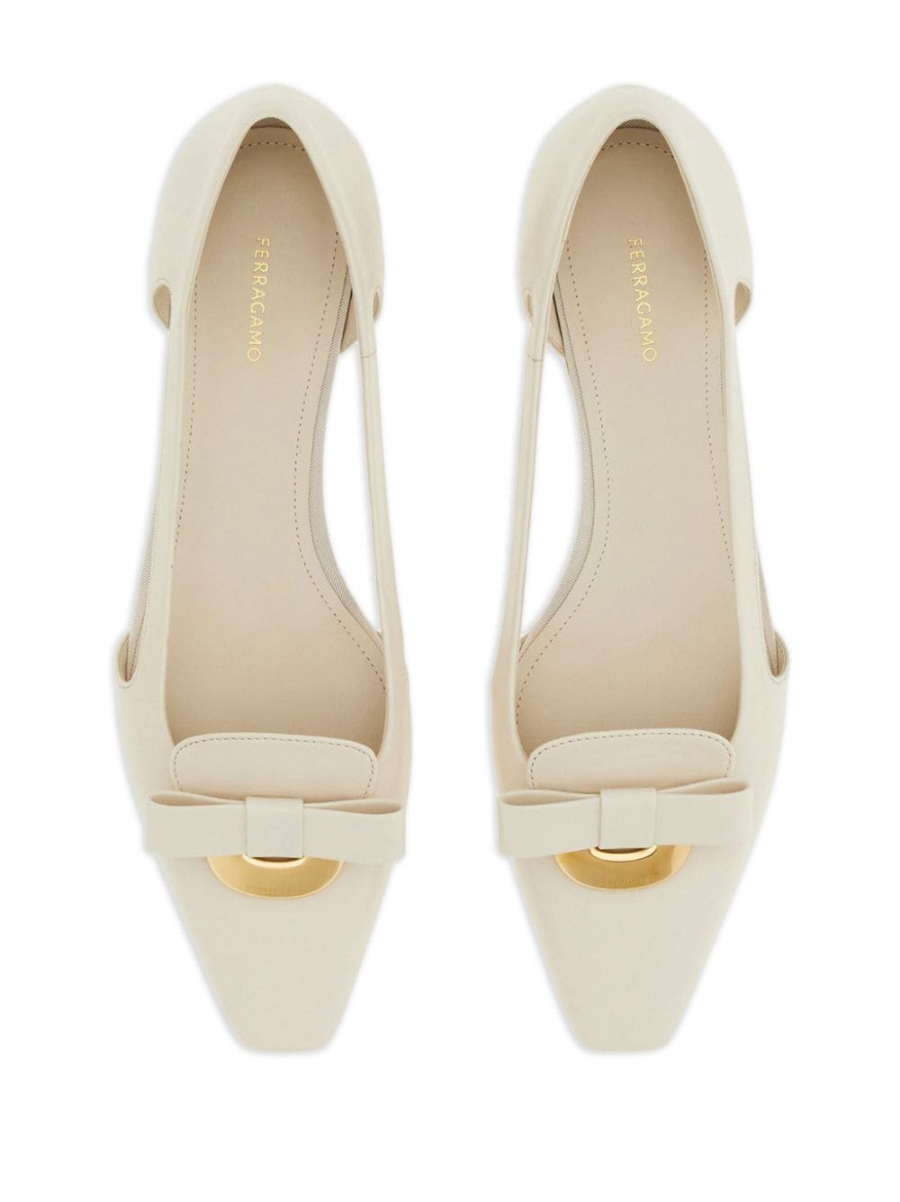 Ferragamo Drop Bow leren ballerina's Wit