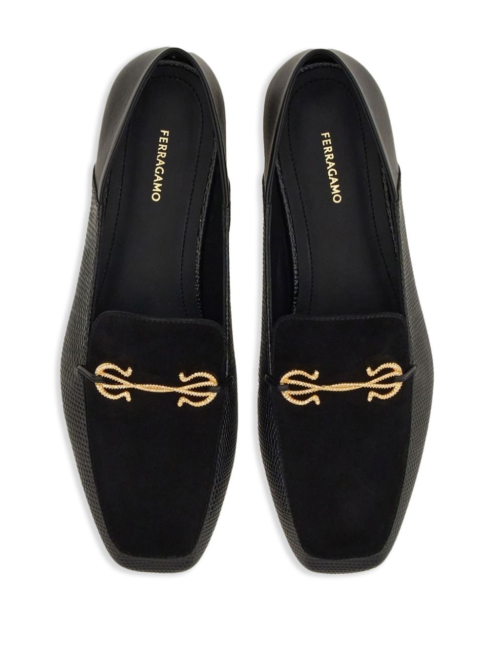 Ferragamo Gancini-embellished loafers Black