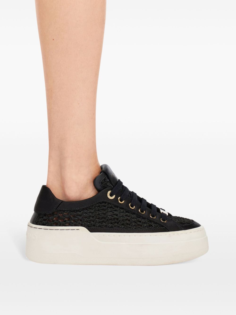 Ferragamo woven-mesh platform sneakers Black