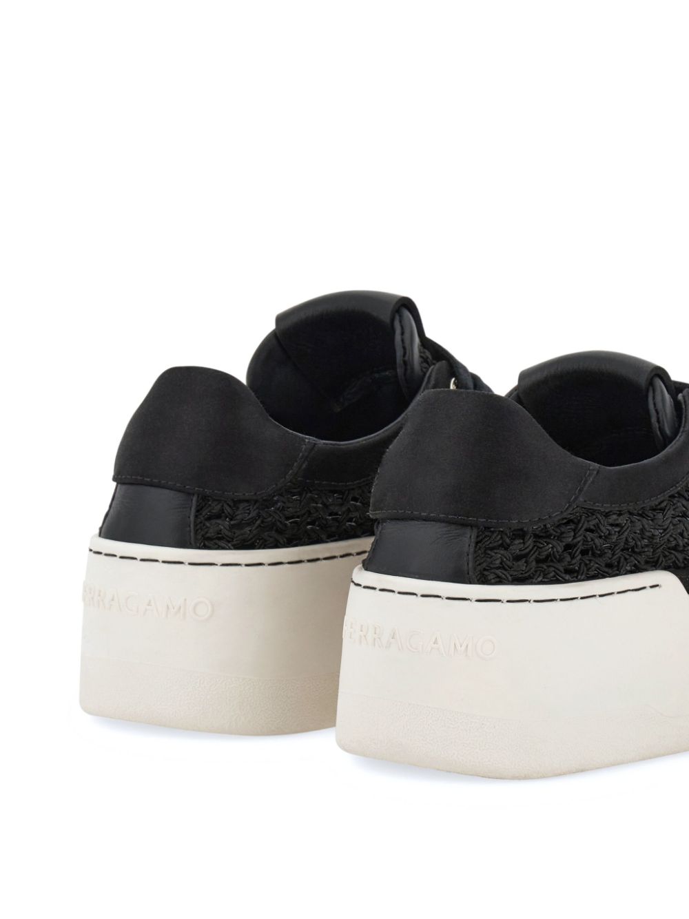 Ferragamo woven-mesh platform sneakers Black