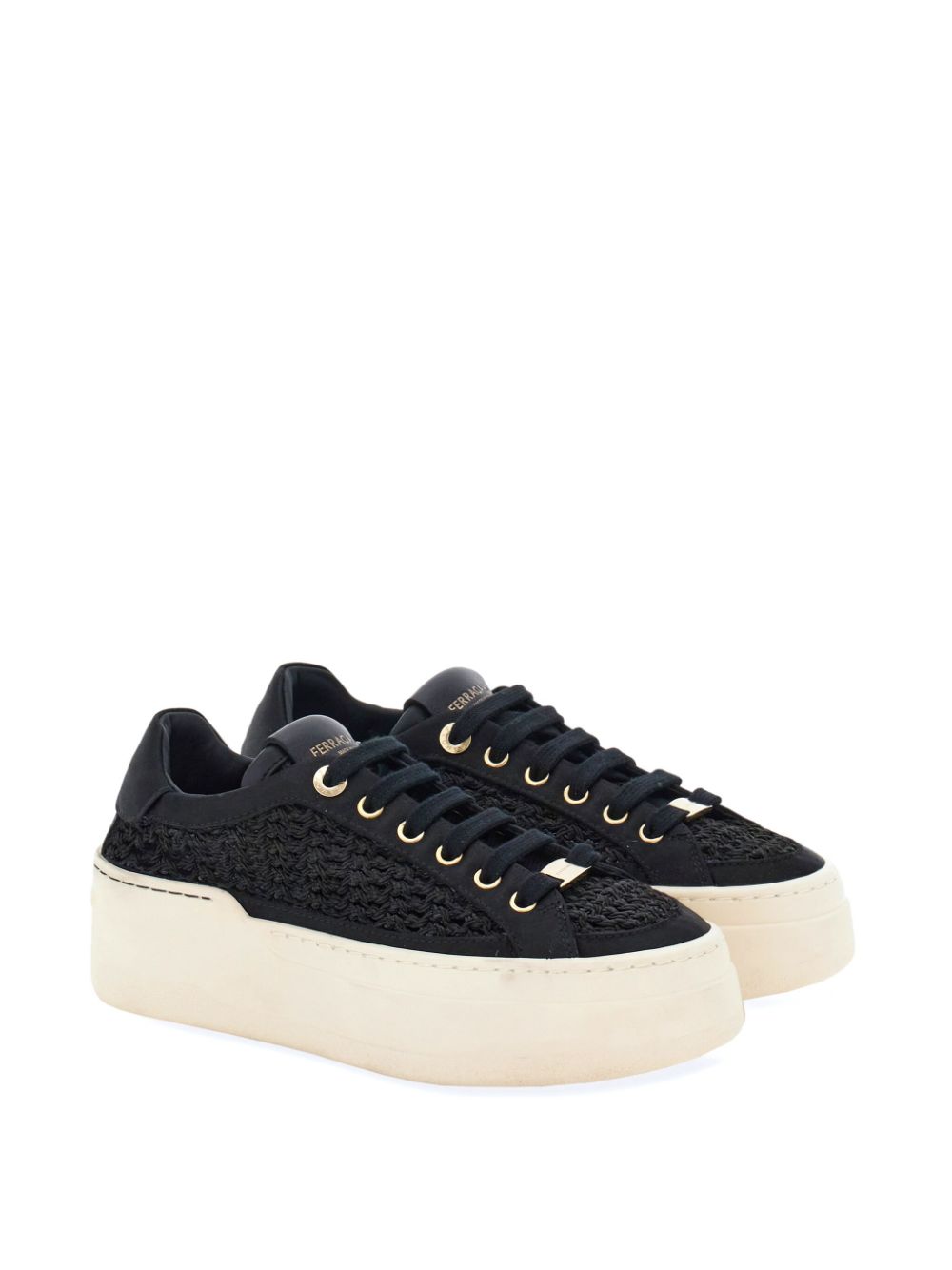 Ferragamo woven-mesh platform sneakers - Black