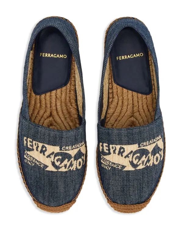 Ferragamo フェラガモ　エスパドリーユ　デニム　7 ☆美品☆フェラガモ フラットシューズ 22cm エスパドリーユ