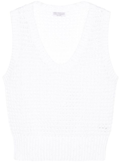 Brunello Cucinelli sequin-embellished open-knit top Women