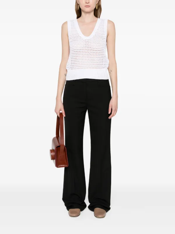 【送料&関税込】Brunello Cucinelli High Embellished Waist Pl Brunello Cucinelli sequin-embellished open-knit Top | White