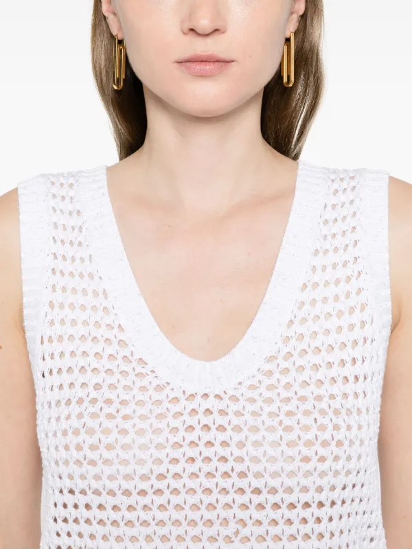 Brunello Cucinelli sequin-embellished open-knit Top | White