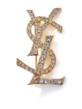 Saint Laurent Pre-Owned Cassandre rhinestone-embellished brooch - Gold