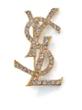 Saint Laurent Pre-Owned Cassandre rhinestone-embellished brooch - Gold