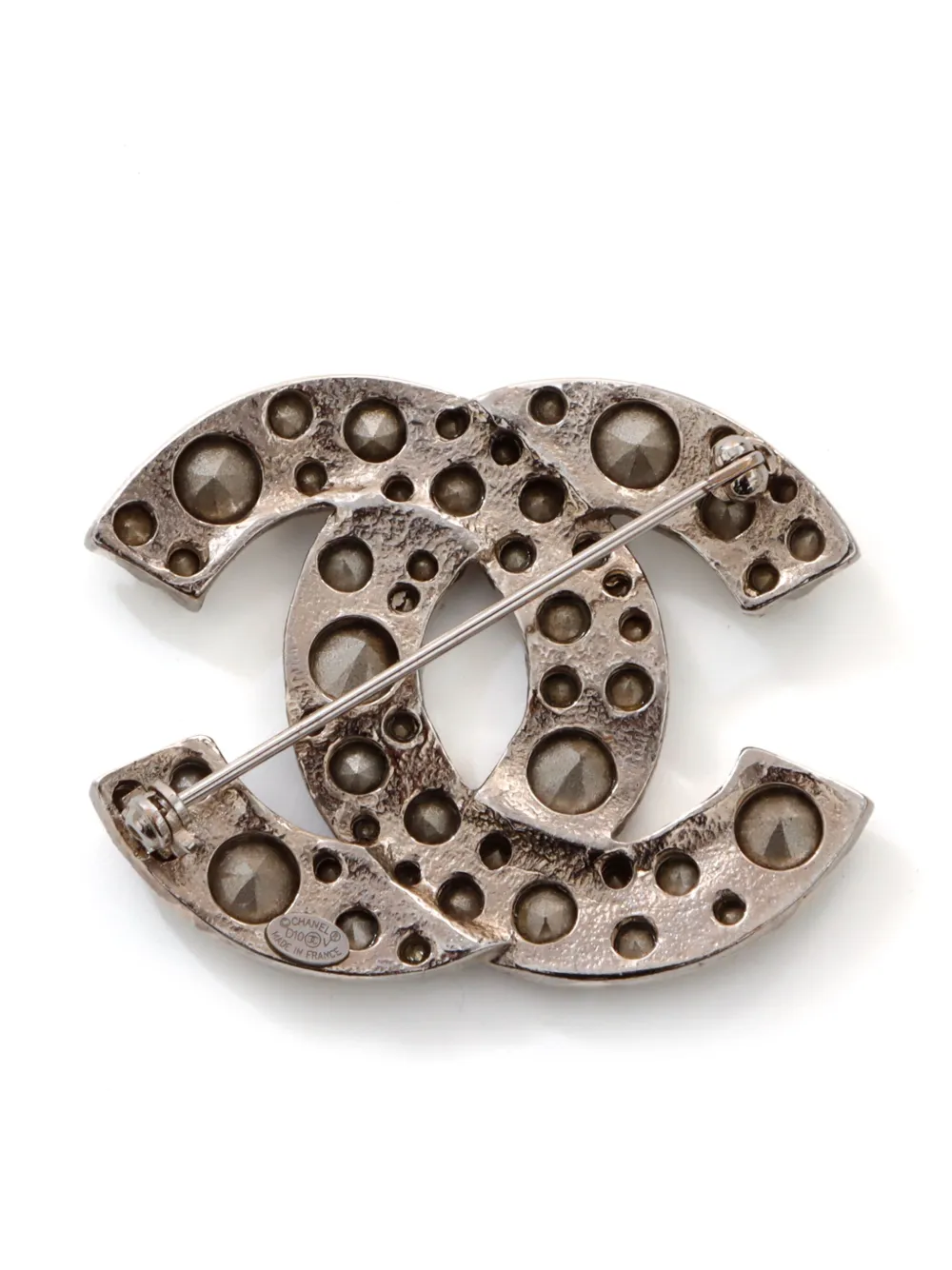 CHANEL Pre-Owned 2010 broche verfraaid met stras - Zilver