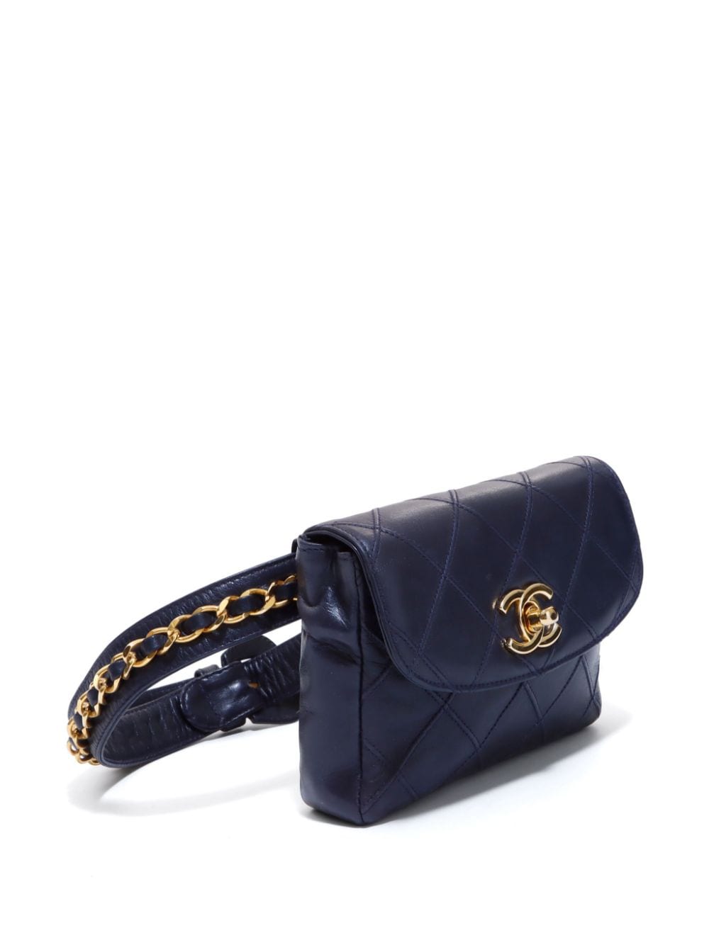 Pre-owned Chanel 1990s Interlocking Cc Belt Bag In Blue
