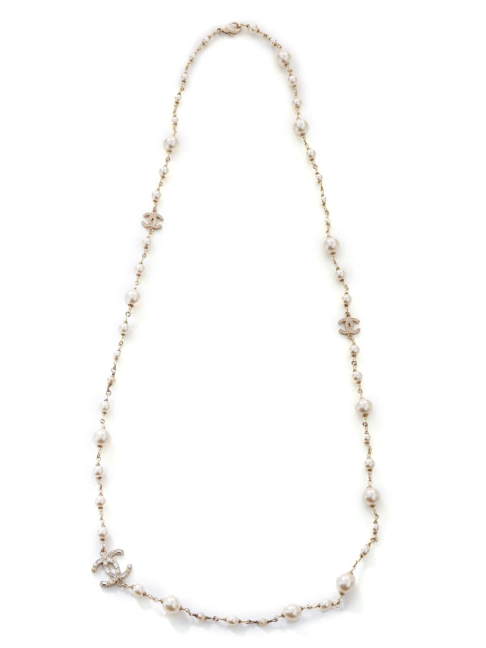 Pre-owned Chanel 2009 Pearl-detail Necklace In Gold