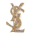 Saint Laurent Pre-Owned YSL rhinestone-embellished brooch - Gold