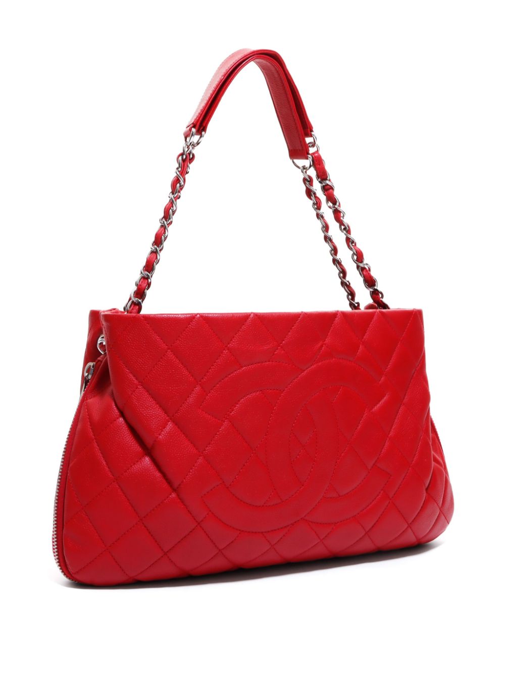 Pre-owned Chanel Cc 菱纹绗缝手提包（2011年典藏款） In Red