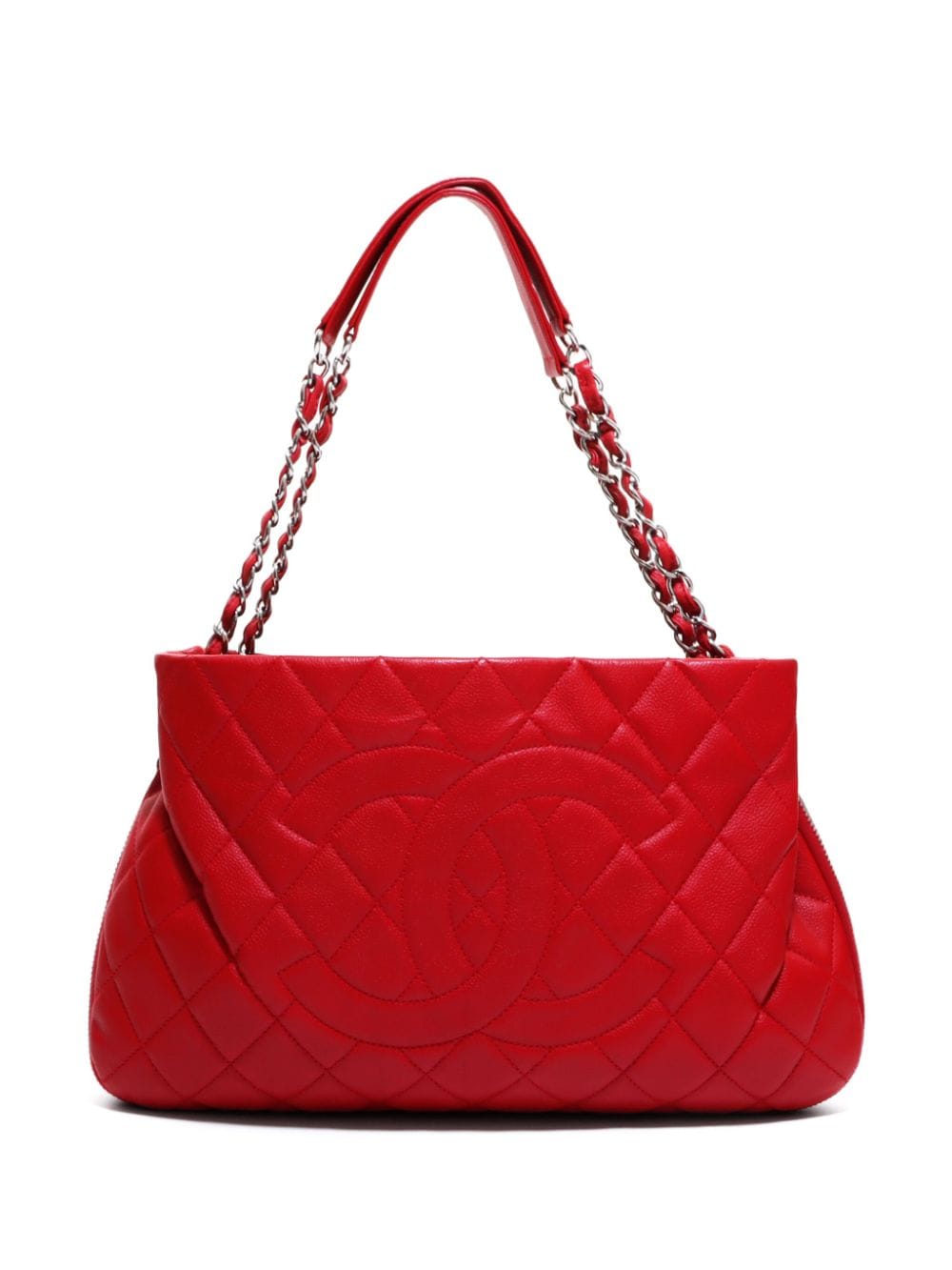 Pre-owned Chanel 2011 Cc Diamond-quilted Tote Bag In Red