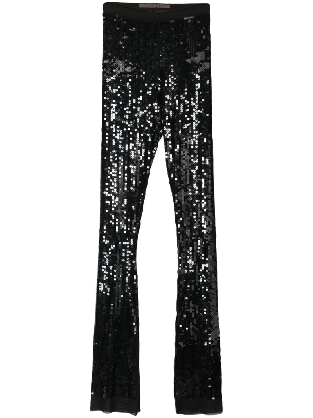 Rick Owens Elasticated-waist Sequined Trousers In 黑色