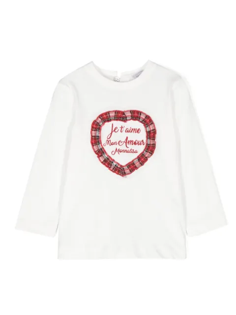 Monnalisa heart-appliqué cotton T-shirt