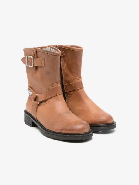 Monnalisa leather ankle harness boots