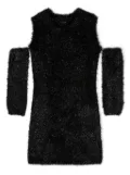 Monnalisa crew-neck faux-shearling minidress - Black