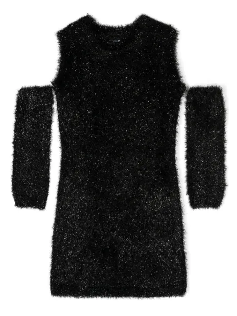 Monnalisa crew-neck faux-shearling minidress