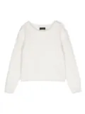 Monnalisa crew-neck faux-shearling jumper - White