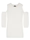 Monnalisa crew-neck faux-shearling minidress - White