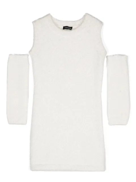 Monnalisa crew-neck faux-shearling minidress